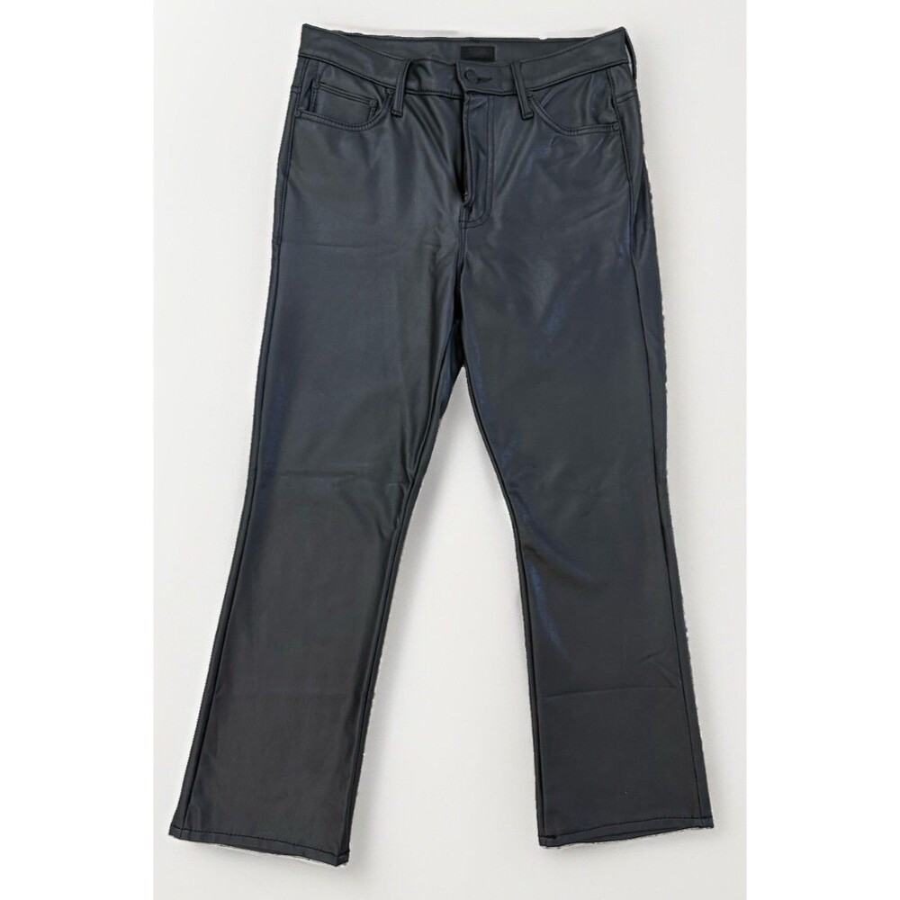 MOTHER The Insider Ankle Faux Show Pants 29 Black Faux Leather Cropped Flare